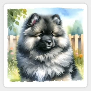 Watercolor Keeshond Puppies - Cute Puppy Sticker